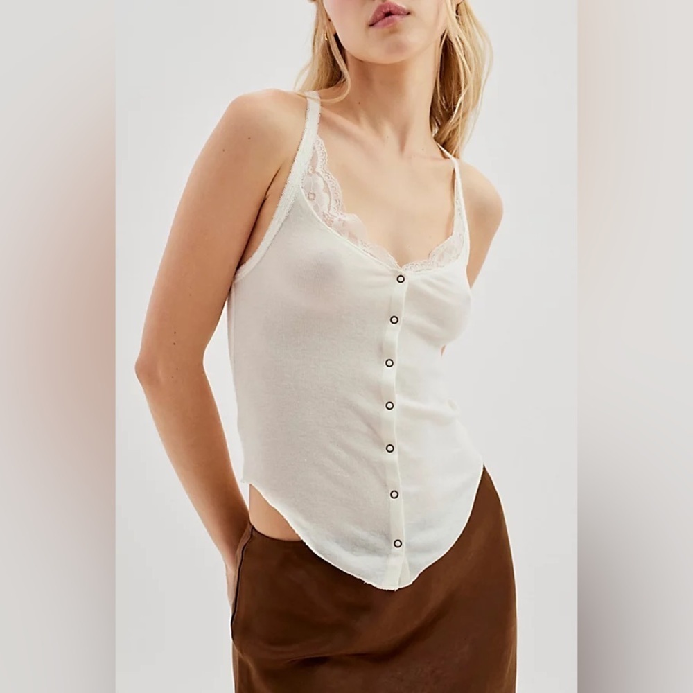 Out From Under Dolly Lace Buttoned Tank Top  Size SP